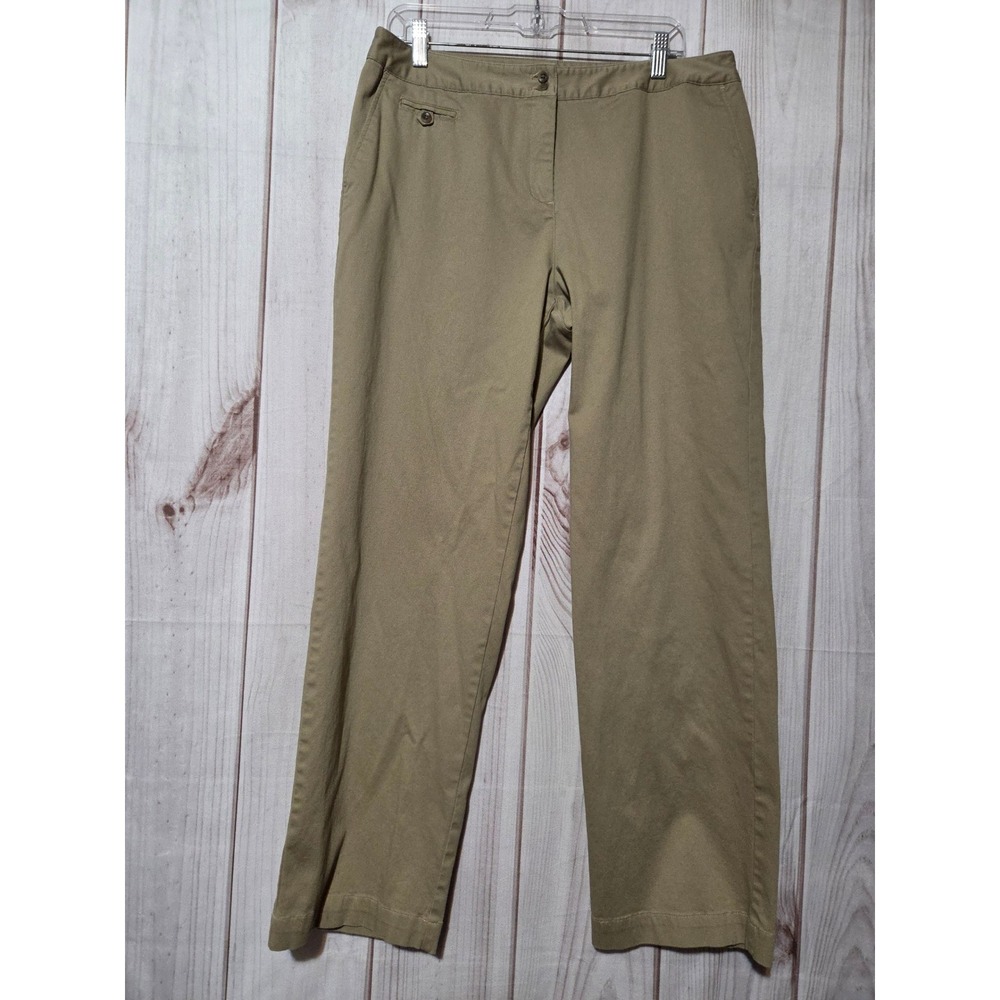 J. Jill Womens Khaki Tan Stretch Cotton Straight Leg Chino Pants Size 14